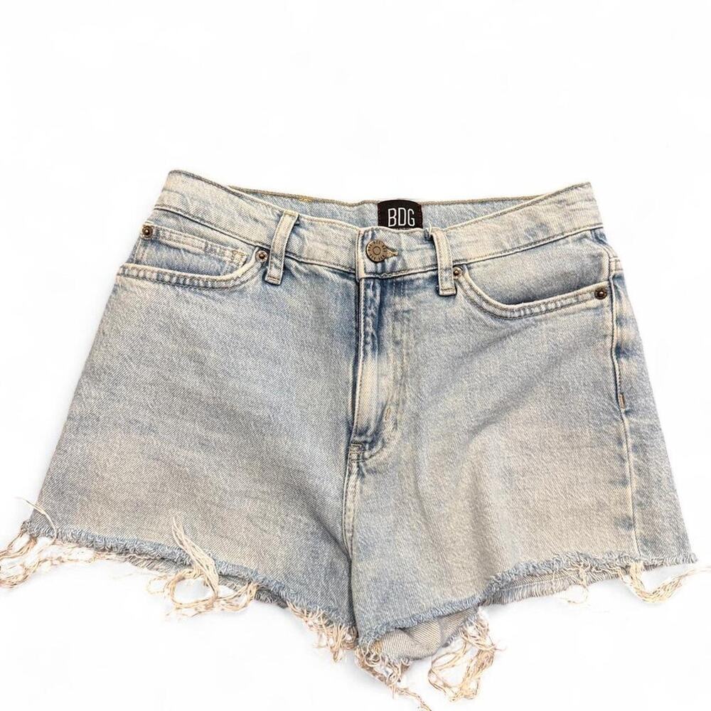 Bdg light wash distressed denim shorts with frayed hem